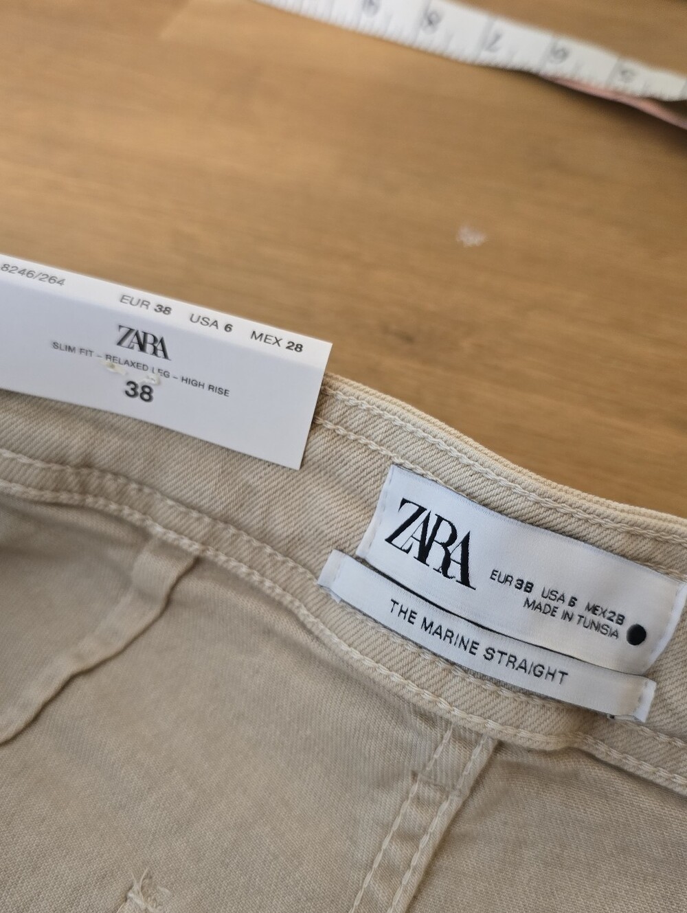 ZARA 6 The Marine Straight Stone Grey Beige Tan Jean Neutral Minimalist 6 - Picture 4 of 11